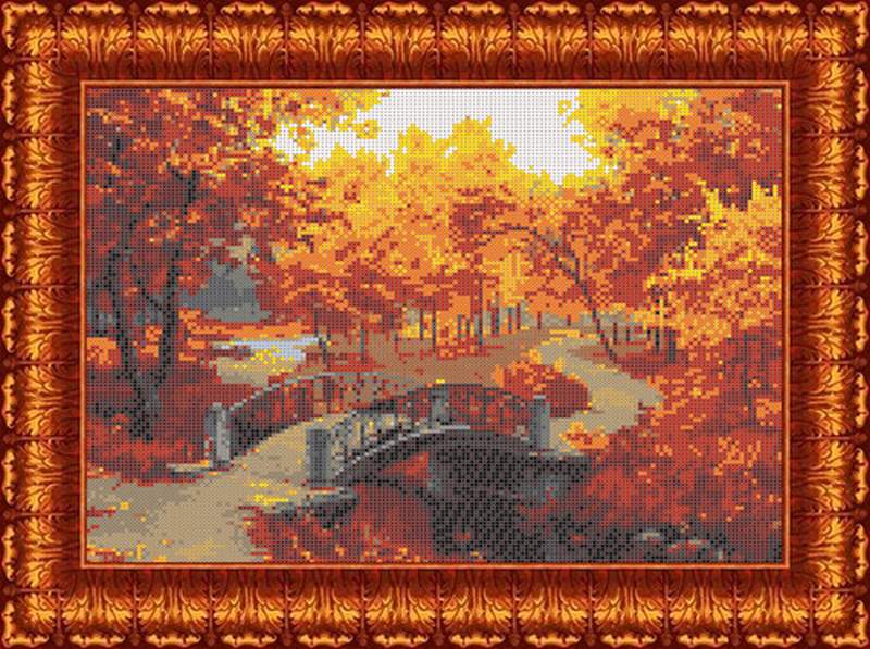 Осенний парк - Основа на габардине для вышивки бисером и крестом